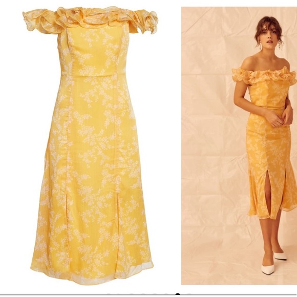 Anthropologie Dresses & Skirts - Keepsake Embrace Ruffle Off Shoulder Midi‎ Dress Small